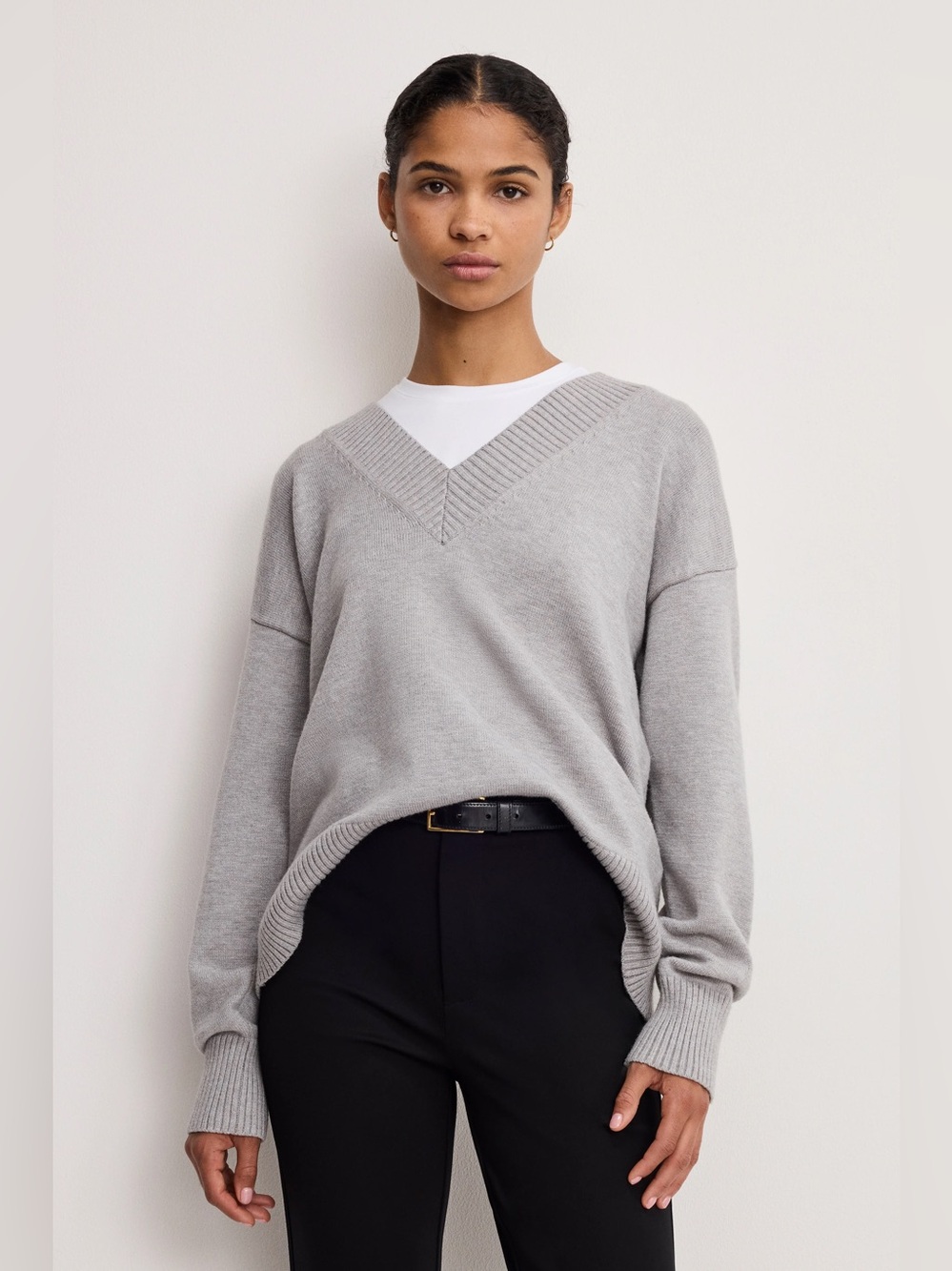 Good American Deep V Neck Sweater Women's size L